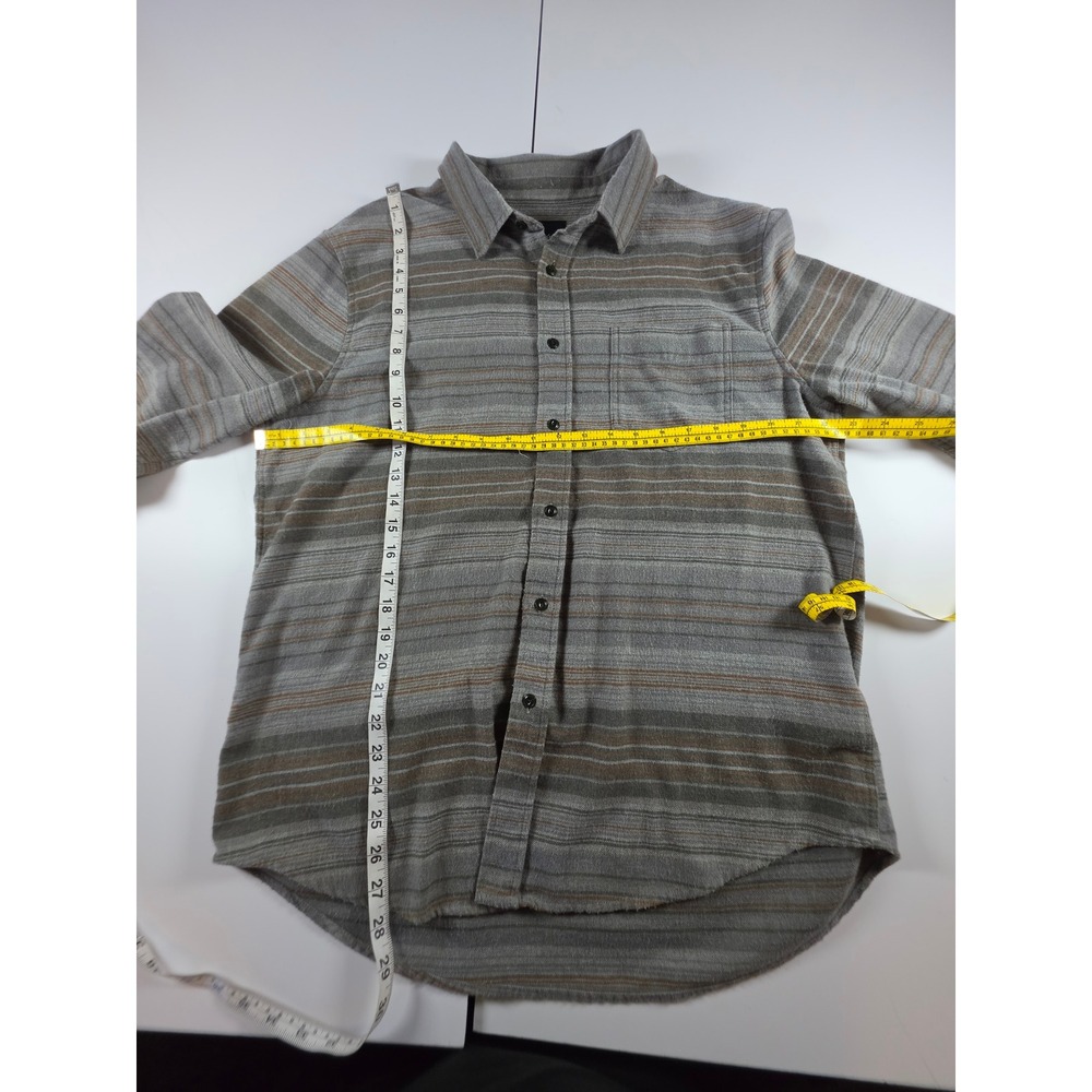 Rails Super Soft Flannel Striped Gray Button Shirt sz L Seaweed Moss Coastal - Picture 3 of 9